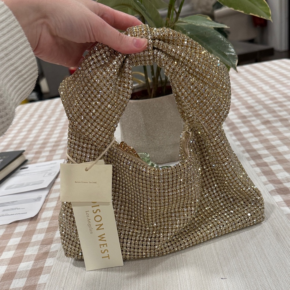 Madison West Sparkling Gold Clutch